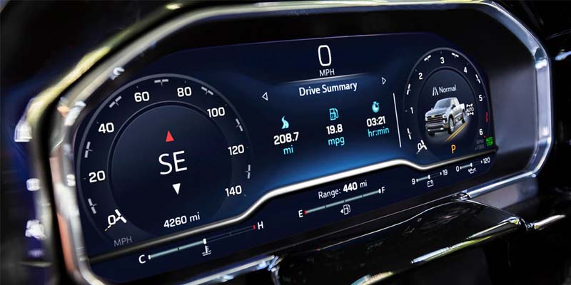 speedometer of a Chevrolet Silverado 1500, displaying speed and other key driving information on the dashboard.