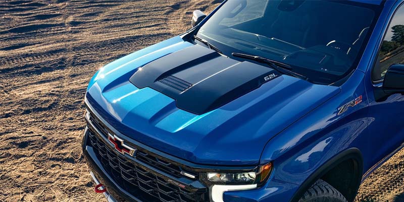 A top view of the Chevrolet Silverado 1500, showcasing the windshield and the roofline.