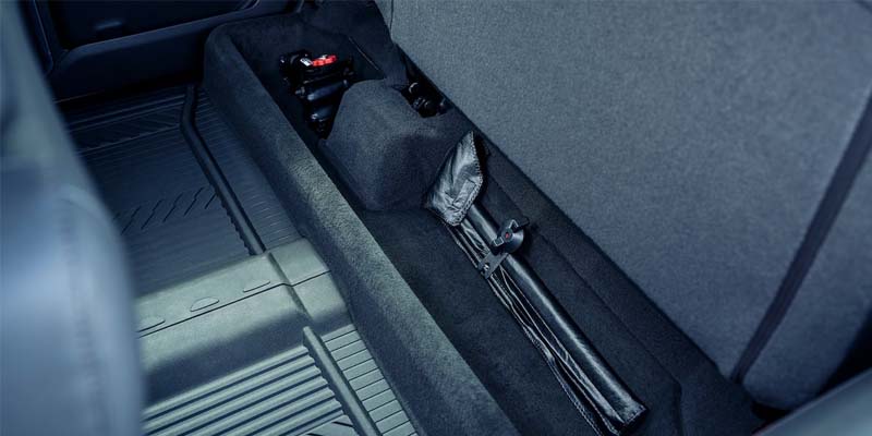The tool storage space of a Chevrolet Silverado 1500